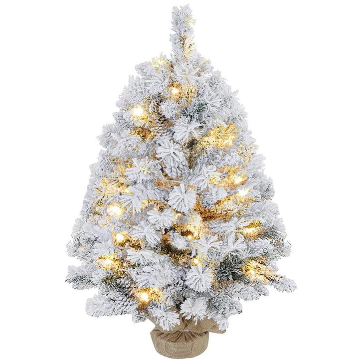 Kerstboom 92 Cm, LED-verlichting, Sneeuwtakken, Dennenappels, Diversen, Kerst, Nieuw, Verzenden