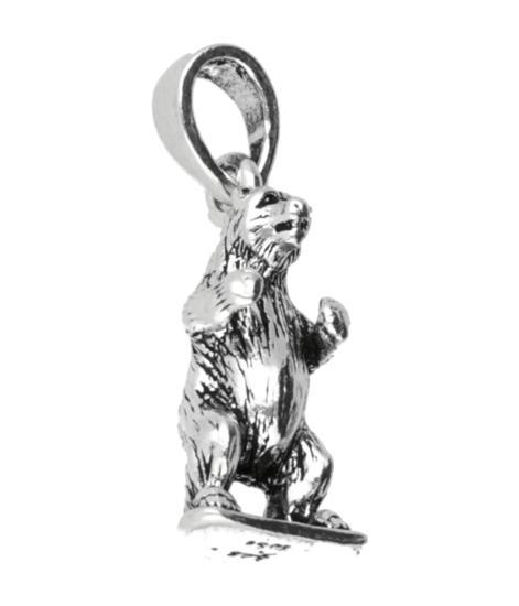 Zilveren Grizzly beer staand kettinghanger, Sieraden, Tassen en Uiterlijk, Kettinghangers, Verzenden