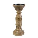 Candle Holder mango hout bubbel 25cm, Verzenden, Nieuw