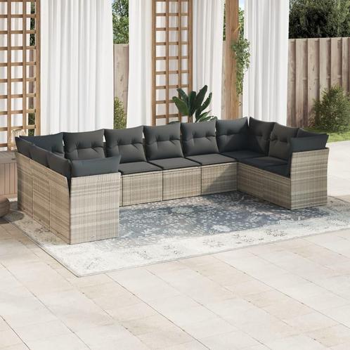 vidaXL 10-delige Loungeset met kussens poly rattan, Tuin en Terras, Tuinsets en Loungesets, Loungeset, Nieuw, Rotan, Verzenden