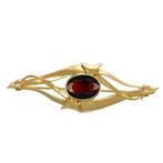 Broche - 18 karaat Geel goud - 5.00ct. tw. Granaat, Sieraden, Tassen en Uiterlijk, Antieke sieraden