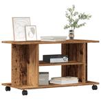 vidaXL Tv-meubel met wieltjes 80x40x45 cm bewerkt hout oud, Verzenden, Nieuw, Overige houtsoorten