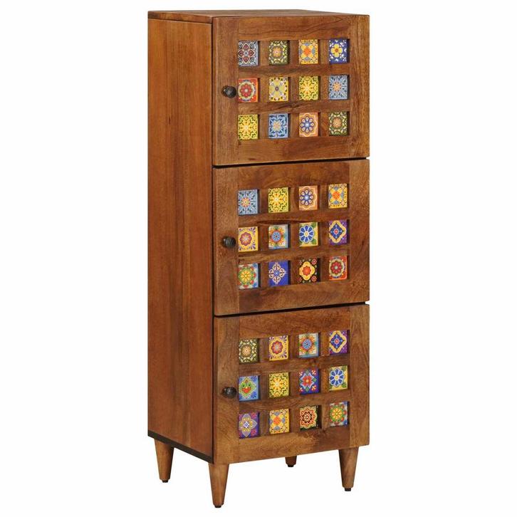 vidaXL Hoge kast Walnotenhout 40 x 33 x 110 cm Massief Mango, Huis en Inrichting, Woonaccessoires | Cd- en Dvd-rekken, Nieuw, Verzenden