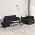 vidaXL 3-delige Loungeset met kussens kunstleer zwart, Huis en Inrichting, Banken | Bankstellen, Verzenden, Nieuw, Vierpersoons of meer