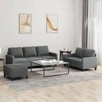 vidaXL 3-delige Loungeset met kussens stof donkergrijs, Huis en Inrichting, Verzenden, Nieuw, Vierpersoons of meer, Stof