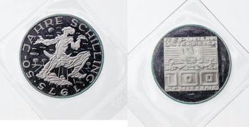 Austria 100 schilling 1975- 50 years schilling zilver beschikbaar voor biedingen