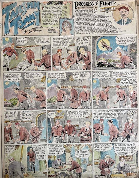 Hal Forrest - 1 Original colour drawing - Tailspin Tommy -, Boeken, Strips | Comics