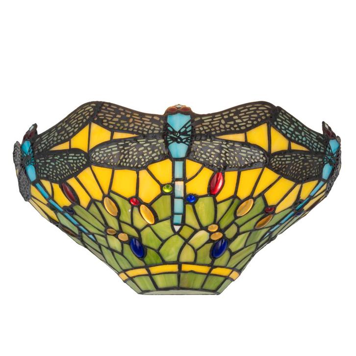 Tiffany wandlamp – Libelle – B 31,5 × H 16,5 cm (Art. 7701), Huis en Inrichting, Lampen | Wandlampen, Verzenden