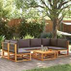 vidaXL 7-delige Tuinbankstel met kussens massief acaciahout, Verzenden, Nieuw, Hardhout