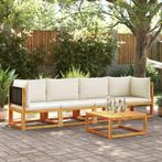 vidaXL 4-delige Loungeset met kussens massief acaciahout, Tuin en Terras, Verzenden, Nieuw, Hardhout, Loungeset