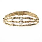 Gouden armband met parels | 18 cm (vintage) (vintage), Gebruikt, Overige kleuren, Ophalen of Verzenden, Met edelsteen