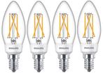 4 stuks Philips SceneSwitch LED 5W-2.5W-1W E14 filament k..., Ophalen of Verzenden, Nieuw