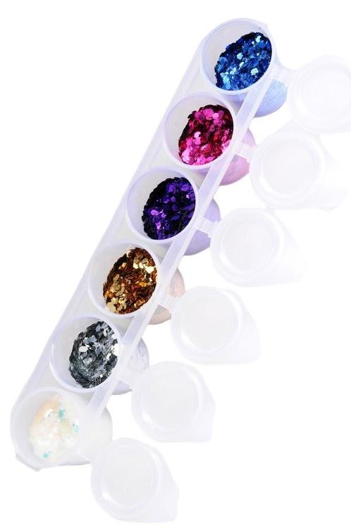 Gekleurde Glitters Glamour Chuncky Mix 6st, Hobby en Vrije tijd, Feestartikelen, Nieuw, Verzenden
