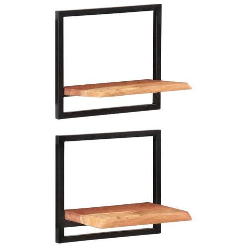 vidaXL Wandschappen 2 st 40x24x35 cm massief acaciahout en, Huis en Inrichting, Woonaccessoires | Wandplanken en Boekenplanken