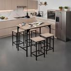 Bartafelset Edinburgh 4+1 - Industrieel licht hout, eiken So, Huis en Inrichting, Tafelonderdelen, Verzenden, Nieuw