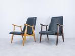 2 fauteuils lounge stoelen v Teeffelen Wébé 60s hout zwart