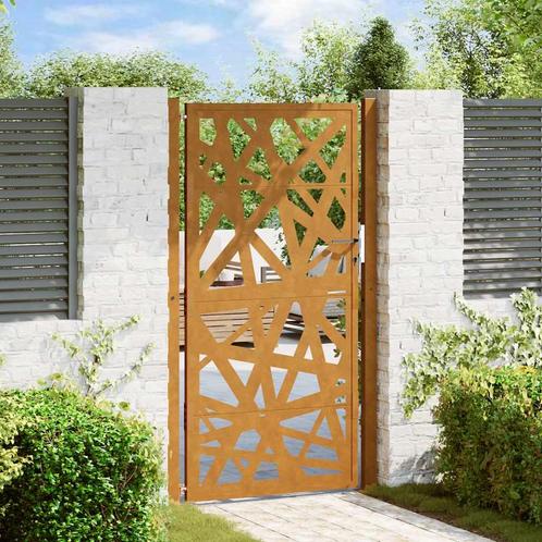 vidaXL Poort met lichtontwerp 105x180 cm weervast staal, Tuin en Terras, Tuinpoorten, Nieuw, Verzenden