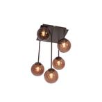 Design plafondlamp brons met brons glas 5-lichts - Athens, Huis en Inrichting, Lampen | Plafondlampen, Nieuw, Overige materialen
