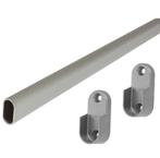 Garderobestang 1.5 meter met dragers ovaal geribbeld zilver, Verzenden, Nieuw