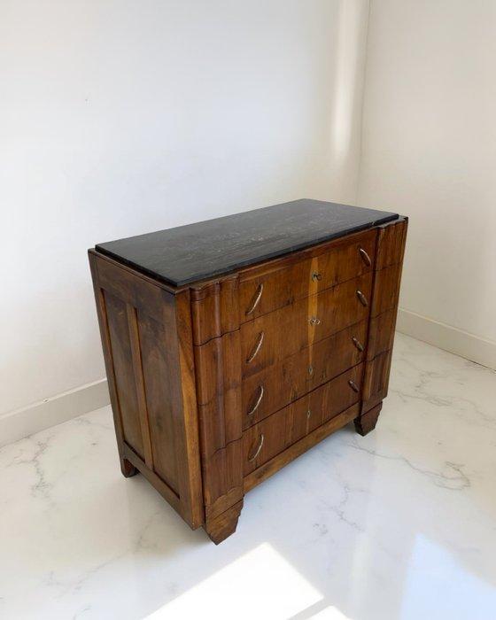 Ladekast - Walnoot, Hout, Messing, Marmer, Antiek en Kunst, Kunst | Designobjecten