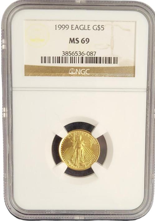 Gouden American Eagle 1/10 oz 1999 NGC MS69 gecertificeerd, Postzegels en Munten, Munten | Amerika, Midden-Amerika, Losse munt