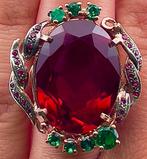 Zonder Minimumprijs - Ring - 9 kt. Roségoud, Zilver Robijn -, Nieuw
