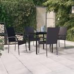 vidaXL 5-delige Tuinset zwart, 4 zitplaatsen, Nieuw, Tuinset, Verzenden