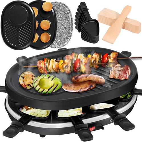 Gourmetstel met stenen grillplaat - raclette set voor 8, Witgoed en Apparatuur, Grillplaten, Verzenden