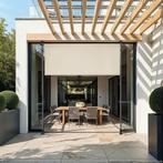 Zonnescherm Taija met handslinger - 120 x 310 cm, beige, Verzenden, Nieuw