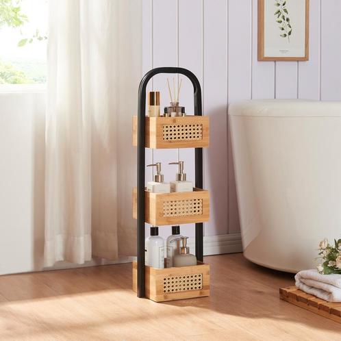 Staand rek Tervola badkamerrek 73x23x18,5 cm [en.casa], Huis en Inrichting, Badkamer | Badkamermeubels, Verzenden