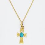 Ketting met hanger - 18 karaat Geel goud Turquoise