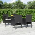 vidaXL 5-delige Tuinset met kussens zwart, Tuin en Terras, 4 zitplaatsen, Nieuw, Tuinset, Verzenden