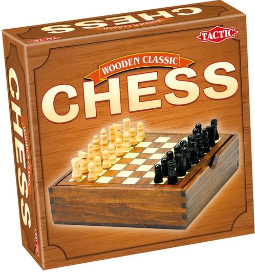 Schaken in houten box | Tactic - Gezelschapsspellen, Hobby en Vrije tijd, Gezelschapsspellen | Bordspellen, Nieuw, Verzenden
