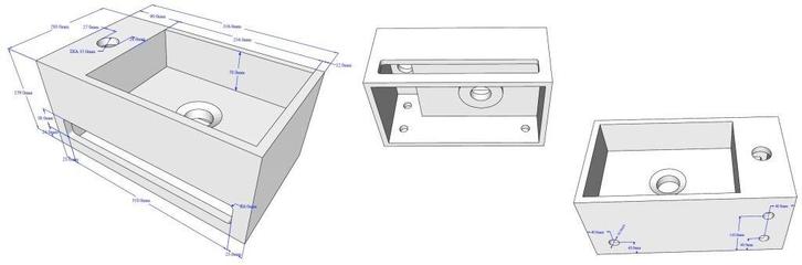 Solid Surface fontein & handdoekhouder links 356x203x159, Doe-het-zelf en Verbouw, Sanitair, Ophalen of Verzenden