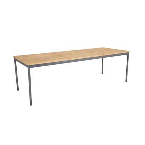 *WOONWINKEL* Brafab Nox Grote Tuintafel Teak En Grijs Alu, Tuin en Terras, Tuinsets en Loungesets, Nieuw, Verzenden