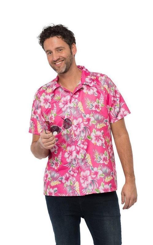 Tropicana Hawaii Shirt Roze Bloemen, Hobby en Vrije tijd, Feestartikelen, Feestartikel, Nieuw, Verzenden
