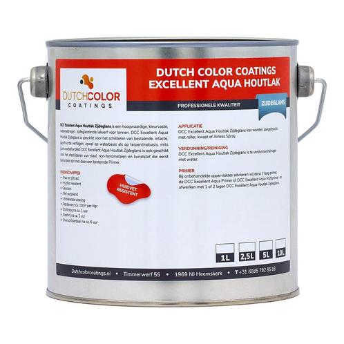 DCC Excellent Aqua Houtlak Zijdeglans RAL 9010 | Zuiver Wit, Doe-het-zelf en Verbouw, Verf, Beits en Lak, Lak, Wit, Nieuw, Minder dan 5 liter