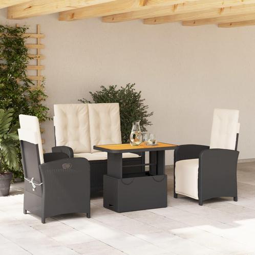 vidaXL 4-delige Tuinset met kussens poly rattan zwart, Tuin en Terras, Tuinsets en Loungesets, Tuinset, Nieuw, 4 zitplaatsen, Rotan