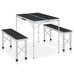 vidaXL Campingtafel inklapbaar met 2 banken aluminium grijs, Caravans en Kamperen, Kampeermeubelen, Verzenden, Nieuw
