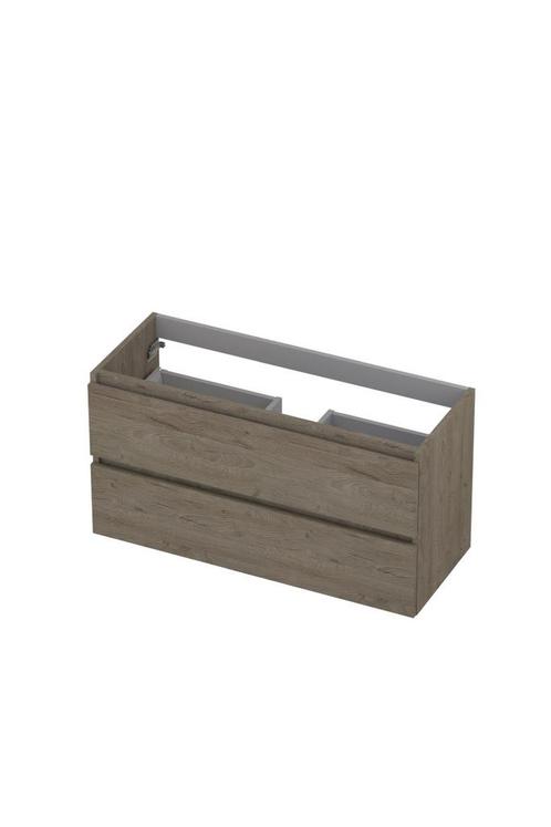 Onderkast INK 2 laden greeploos met houten keerlijst 100 cm, Doe-het-zelf en Verbouw, Sanitair, Bad, Nieuw, Ophalen of Verzenden