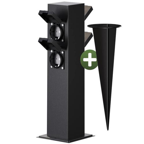Tuincontactdoos Zwart 4 Stekker 38x12,5x12,5cm (Tuinieren), Tuin en Terras, Overige Tuin en Terras, Nieuw, Verzenden
