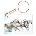 Sleutelhanger 6x4cm - 3 Witte paarden in Galop NIEUW, Verzamelen, Sleutelhangers, Ophalen of Verzenden, Nieuw