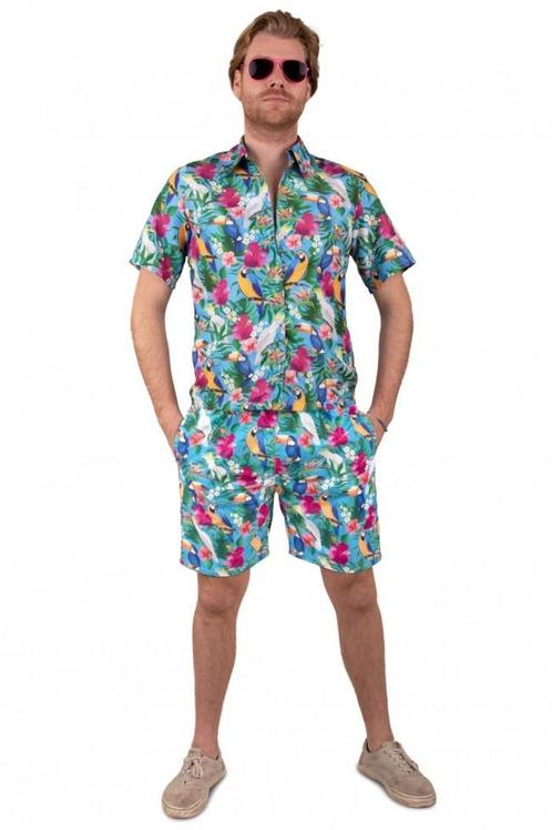 Korte Broek Hawaii Papegaaien Blauw, Kleding | Heren, Carnavalskleding en Feestkleding, Nieuw, Ophalen of Verzenden