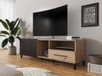 TV-Meubel - Eiken Mat Zwart - 160x41x50 - Industrieel, Huis en Inrichting, Kasten | Televisiemeubels, Overige materialen, Verzenden