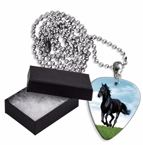 Aluminium plectrum ketting met de afbeelding van een Paard, Verzamelen, Overige Verzamelen, Nieuw, Ophalen of Verzenden