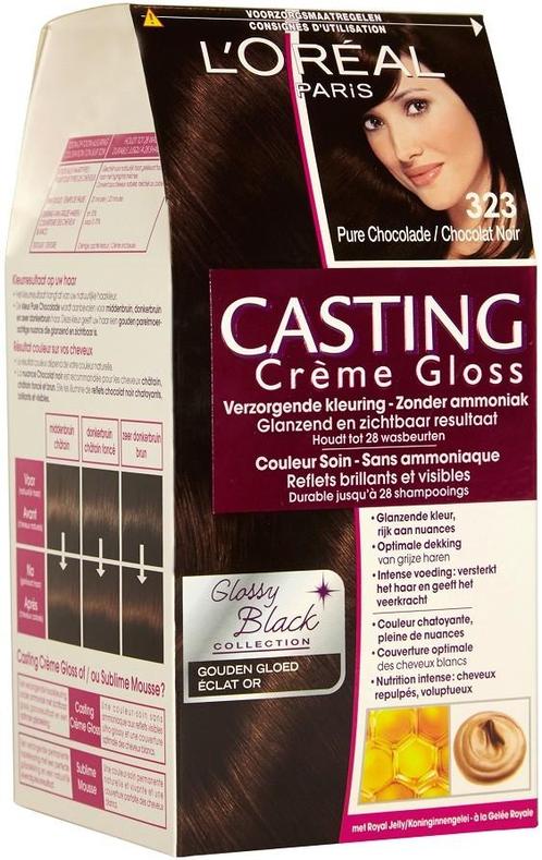 L'OREAL CASTING CREME GLOSS 323 PURE CHOCOLADE HAARVERF PA.., Sieraden, Tassen en Uiterlijk, Uiterlijk | Haarverzorging, Verzenden