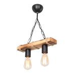 [lux.pro] Hanglamp Hemel 2xE27 zwart houtkleurig en jute, Huis en Inrichting, Lampen | Hanglampen, Nieuw, Verzenden