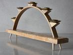 Kaarsenhouder - Messing, Hout - Modernistische boogvormige
