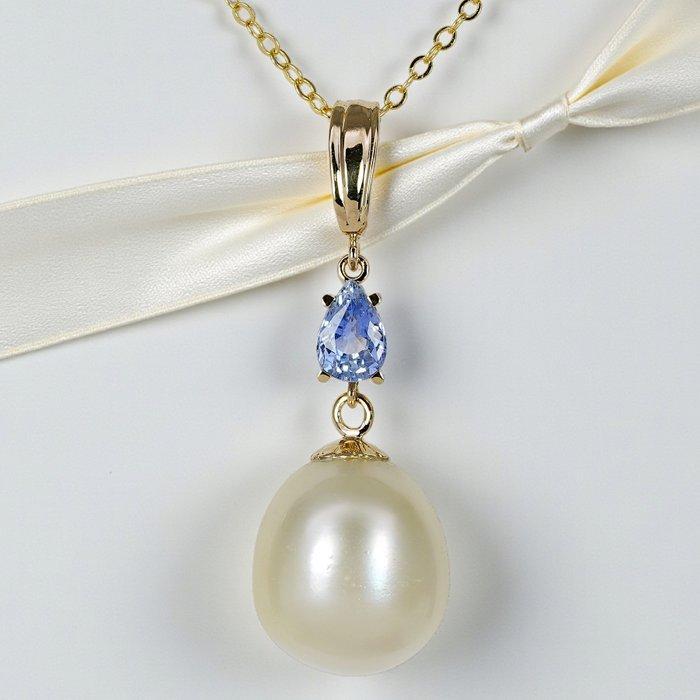 Zonder minimumprijs - Hanger - 14 karaat Geel goud Saffier -, Sieraden, Tassen en Uiterlijk, Antieke sieraden