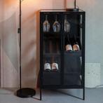 *WOONWINKEL* Wijnkast Zwart Met Glazen Deuren, Huis en Inrichting, Woonaccessoires | Wijnrekken, Verzenden, Nieuw